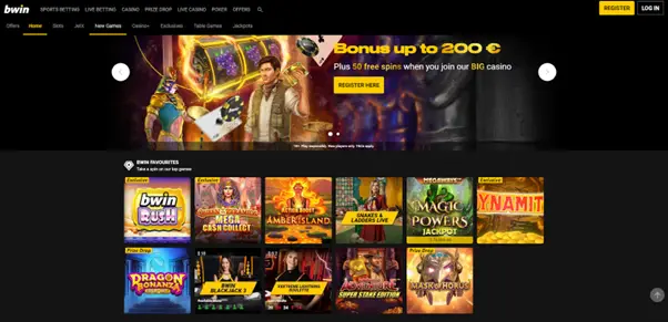 Screenshot der Bwin-casino Homepage 