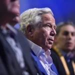 ATLANTA GA JANUARY 30 New England Patriots owner Robert Kraft listens to NFL American Football