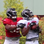 Deion Jones intercepting a pass Atlanta Falcons training camp