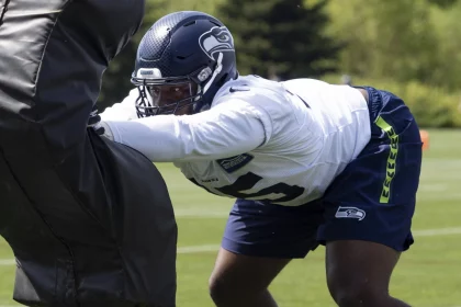L.J. Collier Seattle Seahawks defensive end L J Collier 91 performing drills during the S