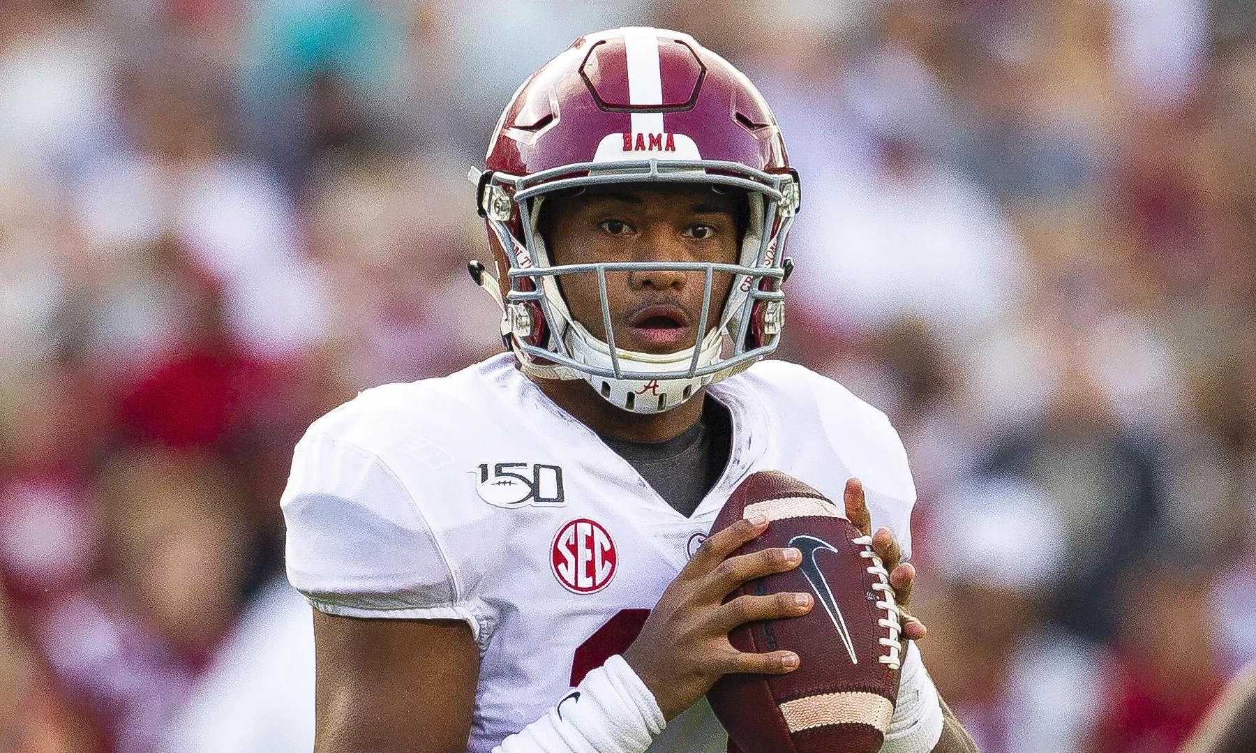 September 14 2019 Alabama Crimson Tide quarterback Tua Tagovailoa 13 looks to throw in the NCAA