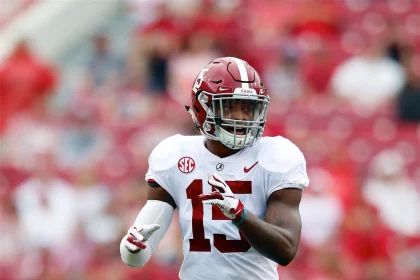 Oct 6 2018 Xavier McKinney 15 motions to his team mates defensive calls Alabama defeated Arkansas