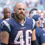 MIAMI GARDENS, FL - SEPTEMBER 15: New England Patriots Fullback James Develin (46) on the sidelines during the NFL, American Football Herren, USA game between the New England Patriots and the Miami Dolphins at the Hard Rock Stadium in Miami Gardens, Florida on September 15, 2019. (Photo by Doug Murray/Icon Sportswire) NFL: SEP 15 Patriots at Dolphins PUBLICATIONxINxGERxSUIxAUTxHUNxRUSxSWExNORxDENxONLY Icon79620190915141