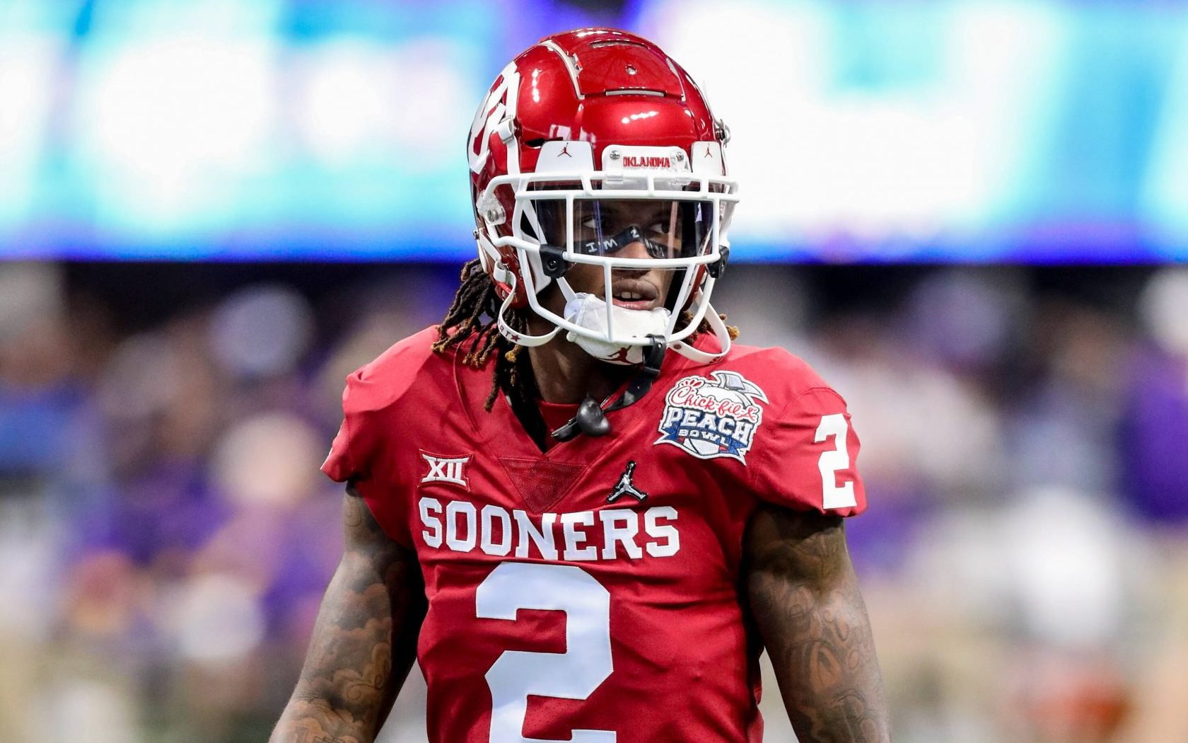 December 28, 2019: Oklahoma s CeeDee Lamb (2) prior to the Chick-Fil-A Peach Bowl - a College Football Playoff Nationall