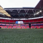 Jacksonville Jaguars LONDON, ENG - NOVEMBER 03: A ground level view of the field at Wembley Stadium before the NFL, American Football Herren,