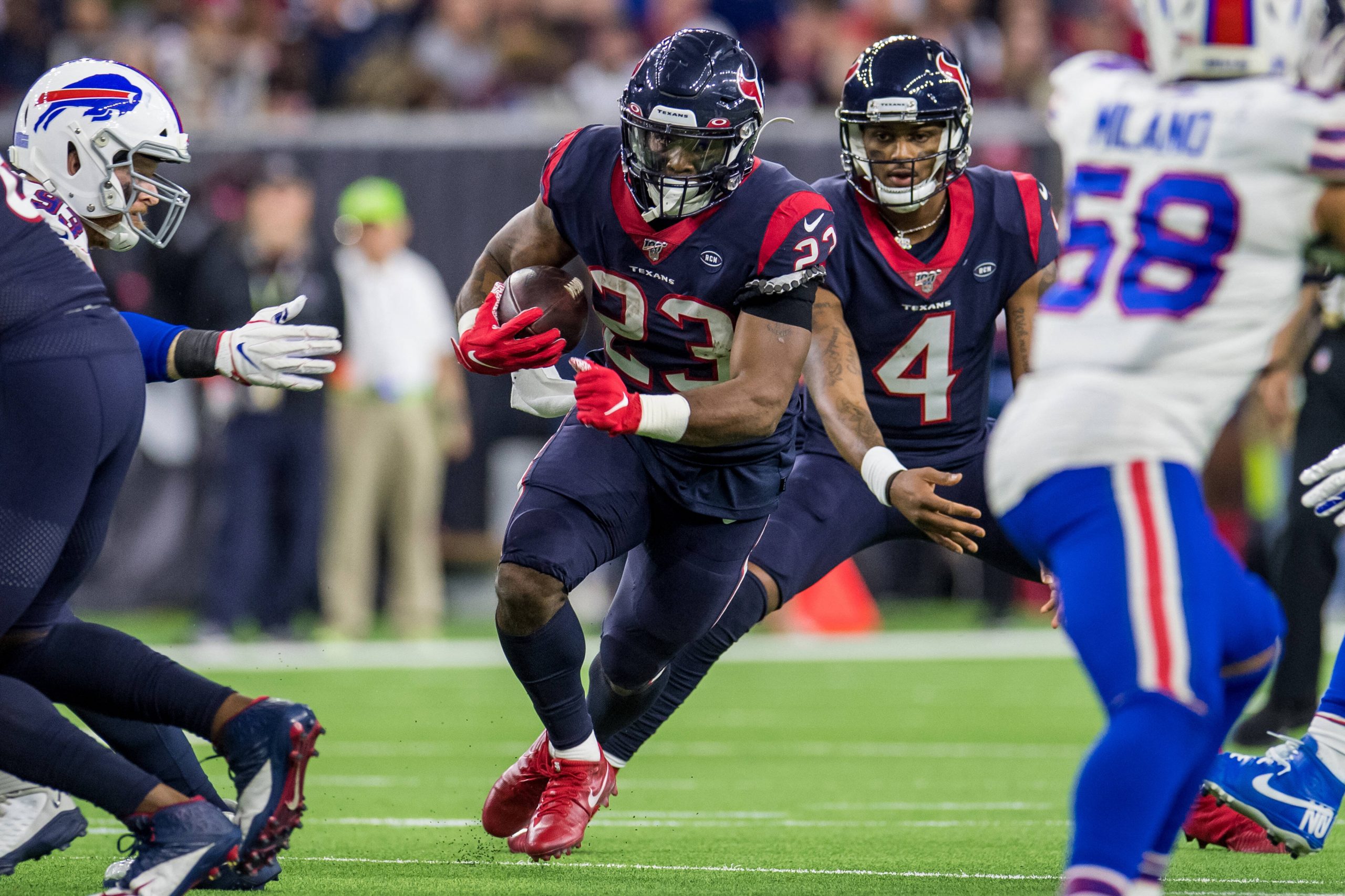 January 4, 2020: Houston Texans running back Carlos Hyde (23) carries the ball during the 3rd quarter of an NFL, America