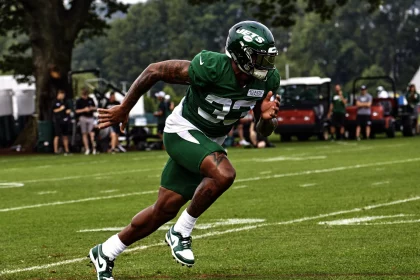 August 6 2019 Florham Park New Jersey USA New York Jets strong safety Jamal Adams 33 during t