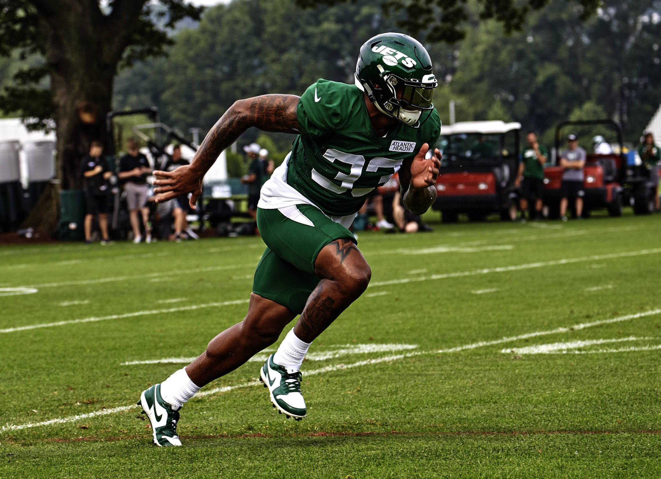 August 6 2019 Florham Park New Jersey USA New York Jets strong safety Jamal Adams 33 during t