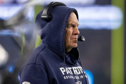 New England Patriots head coach Bill Belichick walks on the sideline in the third quarter of the NFL, American Football