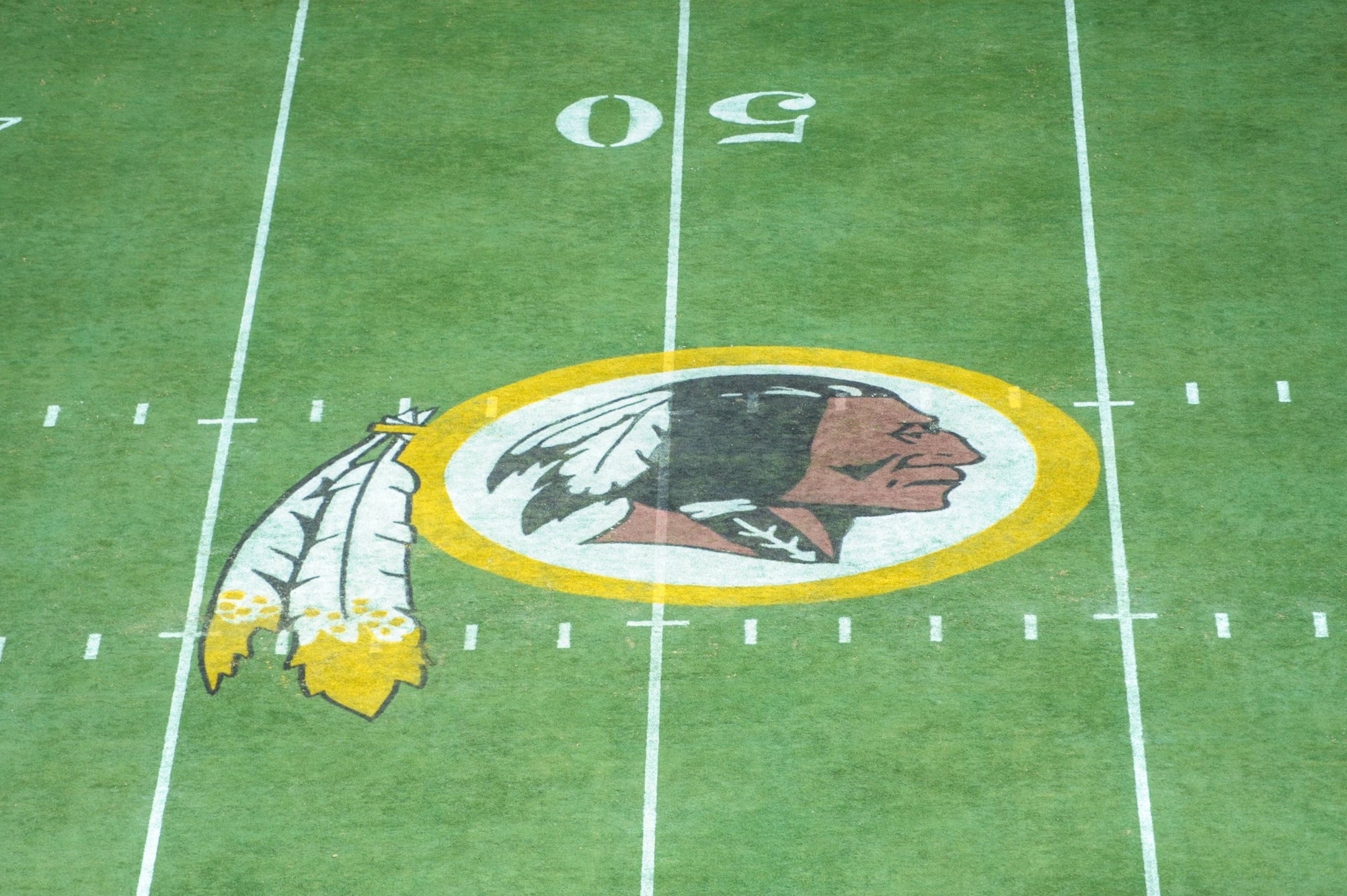 SEP 14 2014 The Redskins logo on the center of the field during the season opening matchup of the