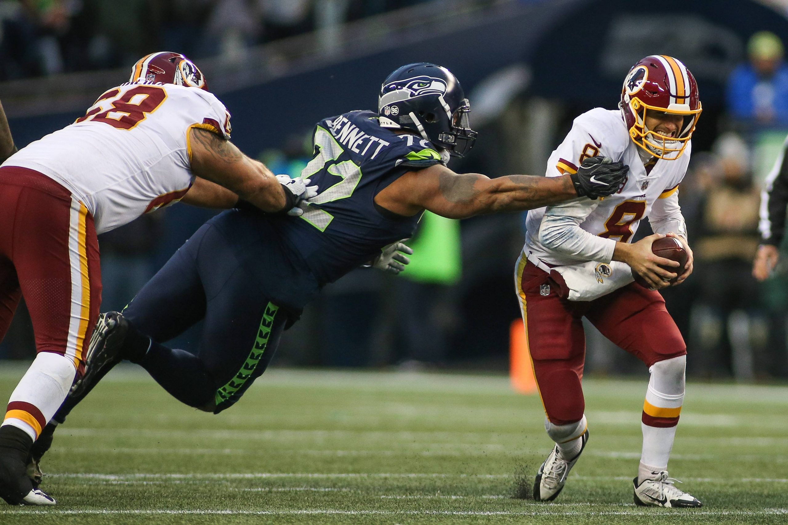 November 5 2017 Washington Redskins quarterback Kirk Cousins 8 tries to escape from Seattle Seah