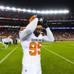 SANTA CLARA, CA - OCTOBER 07: Cleveland Browns defensive end Myles Garrett (95) during the NFL, American Football Herren