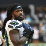 ATLANTA, GA - OCTOBER 27: Seattle Seahawks Linebacker Jadeveon Clowney (90) before the NFL, American Football Herren, US