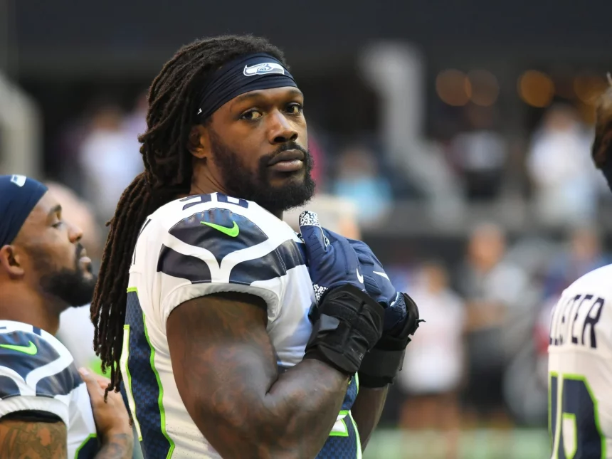 ATLANTA, GA - OCTOBER 27: Seattle Seahawks Linebacker Jadeveon Clowney (90) before the NFL, American Football Herren, US