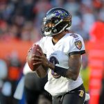 CLEVELAND, OH - DECEMBER 22: Baltimore Ravens quarterback Lamar Jackson (8) looks to pass during the third quarter of th