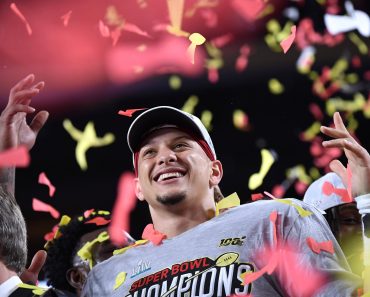 Kansas City Chiefs quarterback and Super Bowl MVP Patrick Mahomes celebrates after the Chiefs won Super Bowl LIV, defeat