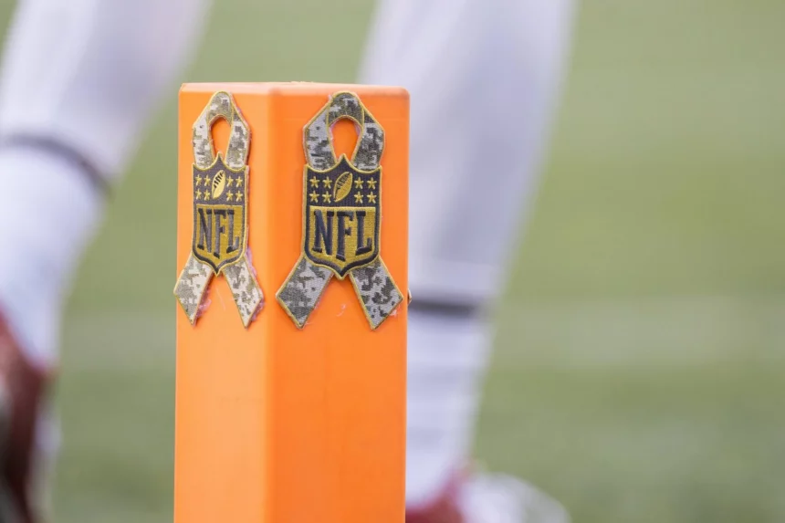 Salary Cap 2021 - Private Equity - The NFL American Football Herren USA Shield with a camouflage ribbon behind it fo