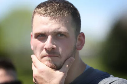 May 6 2016 Eden Prairie MN U S VikingsÖ wide receiver Moritz Boehringer spoke to members of