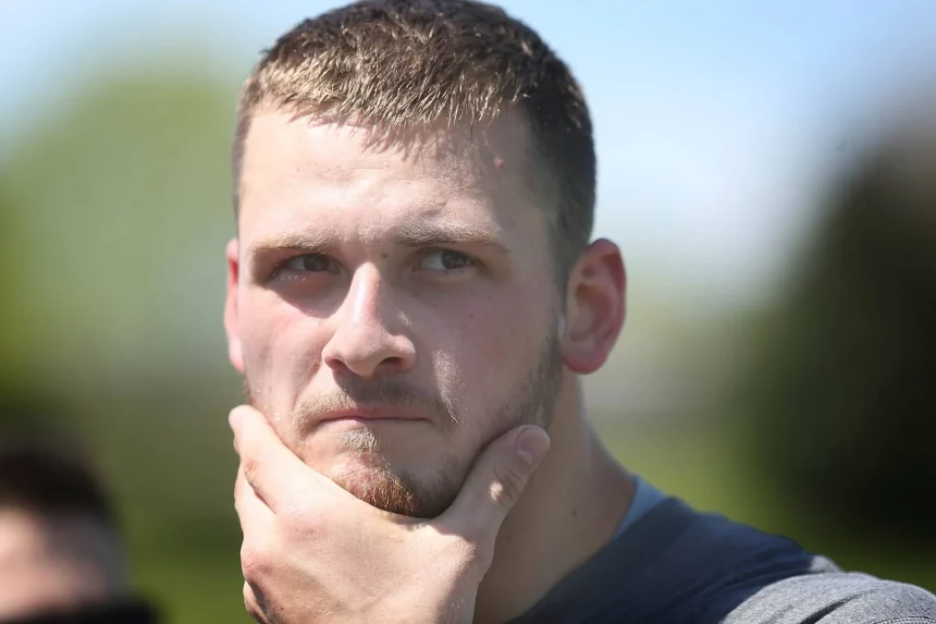 May 6 2016 Eden Prairie MN U S VikingsÖ wide receiver Moritz Boehringer spoke to members of