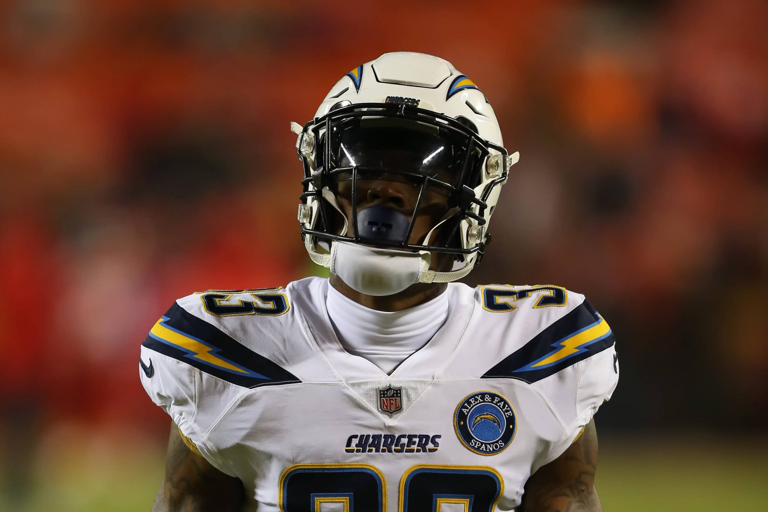 KANSAS CITY MO DECEMBER 13 Los Angeles Chargers free safety Derwin James 33 before an NFL Amer