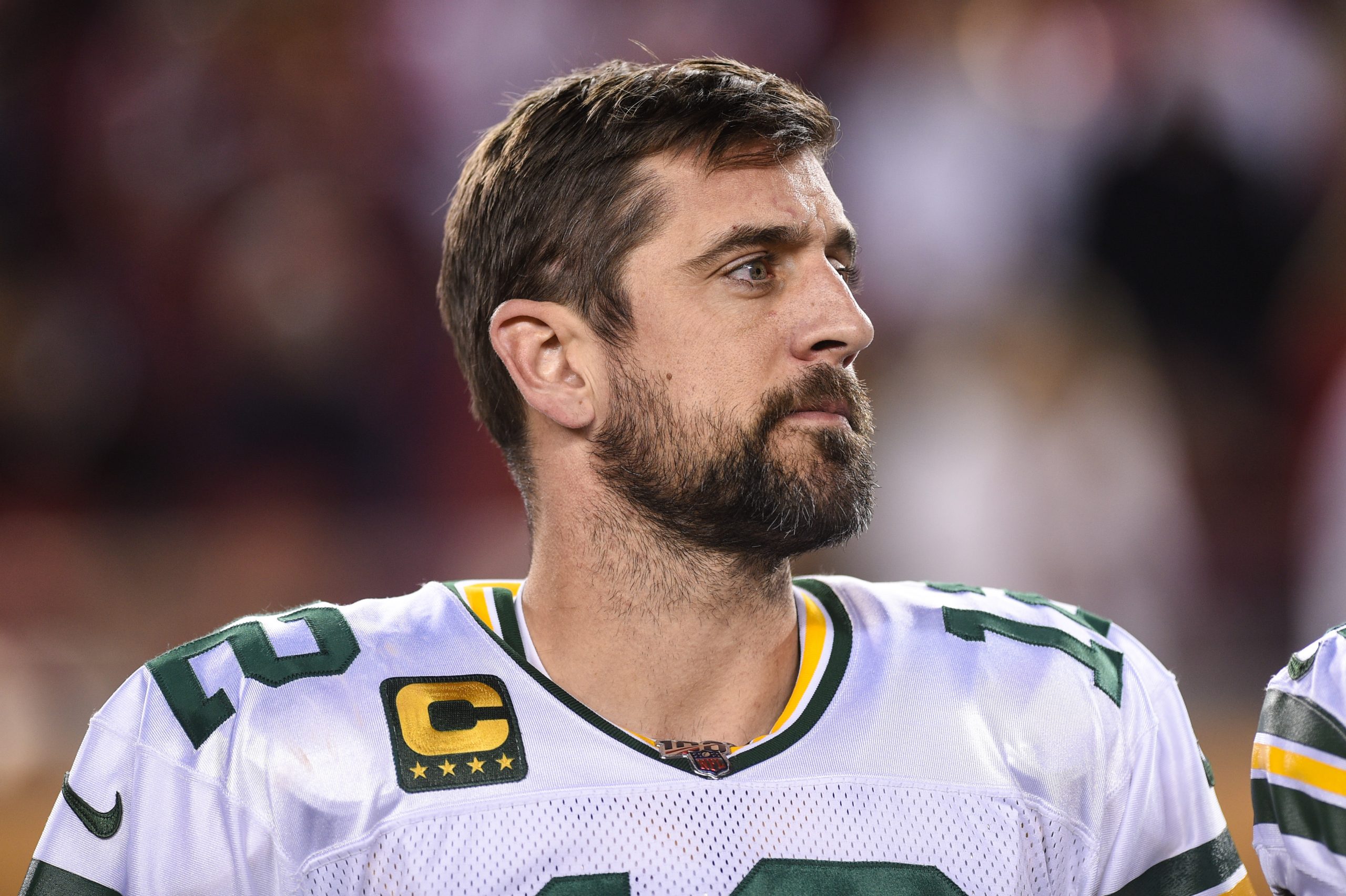 SANTA CLARA, CA - NOVEMBER 24: Green Bay Packers Quarterback Aaron Rodgers (12) on the sidelines before the NFL, America