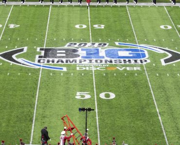 December 07, 2019: A general overall view of the Big Ten logo at midfield during NCAA, College League, USA Football game