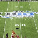 December 07, 2019: A general overall view of the Big Ten logo at midfield during NCAA, College League, USA Football game