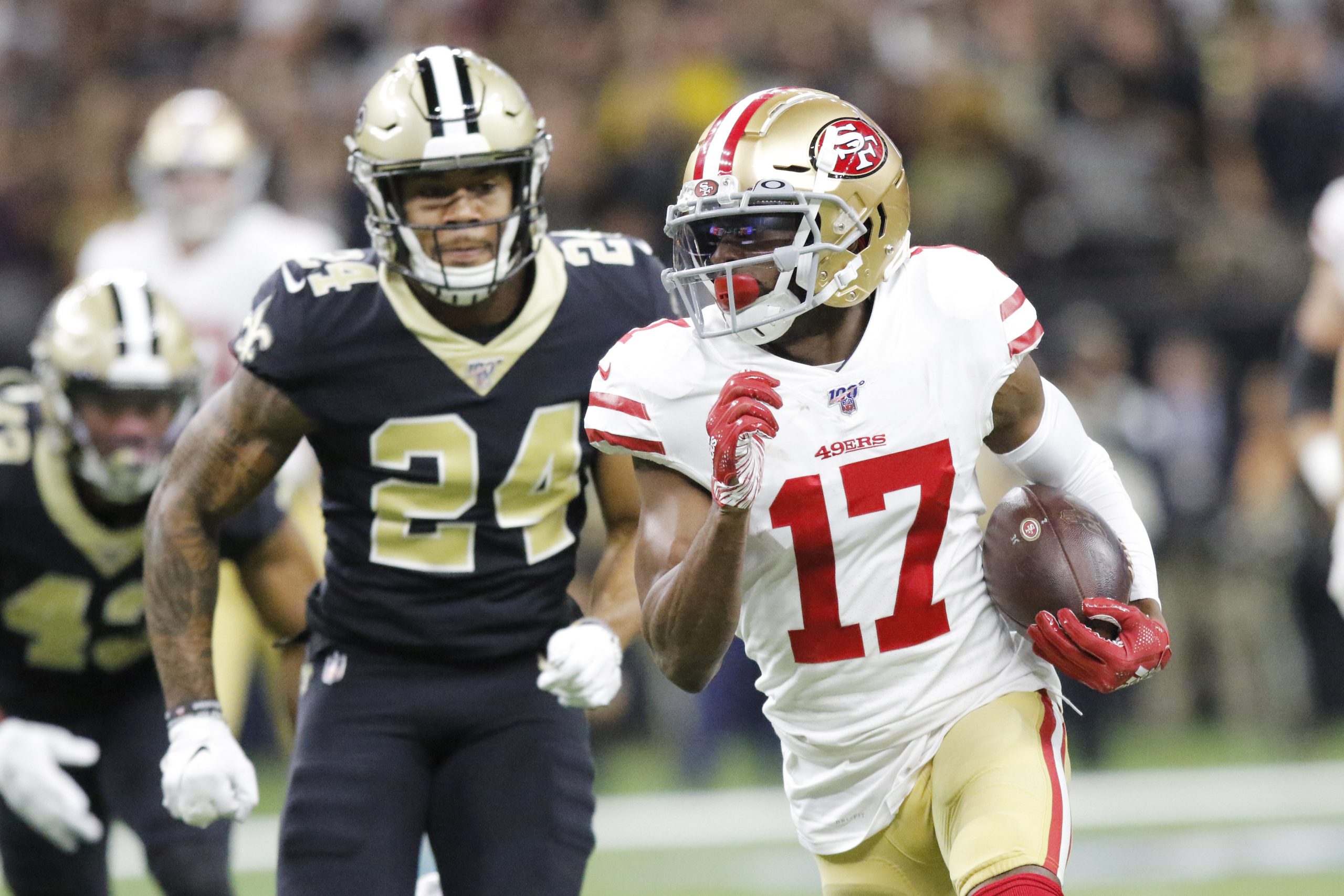 December 8, 2019, New Orleans, LOUISIANA, U.S: (left to right) New Orleans Saints strong safety Vonn Bell chases after S