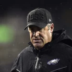 Philadelphia Eagles head coach Doug Pederson walks off the field during the first half against the New York Giants at L