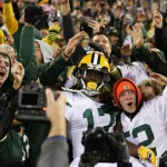 October 20 2016 Green Bay Packers Wide Receiver Davante Adams 17 does a Lambeau Leap with the fa