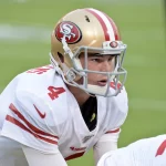 Aug 24 2019 During pregame warm ups quarterback Nick Mullens 4 of the San Francisco 49ers runs t