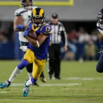 LOS ANGELES, CA - DECEMBER 08: Los Angeles Rams wide receiver Robert Woods (17) runs for a first down during the NFL, Am
