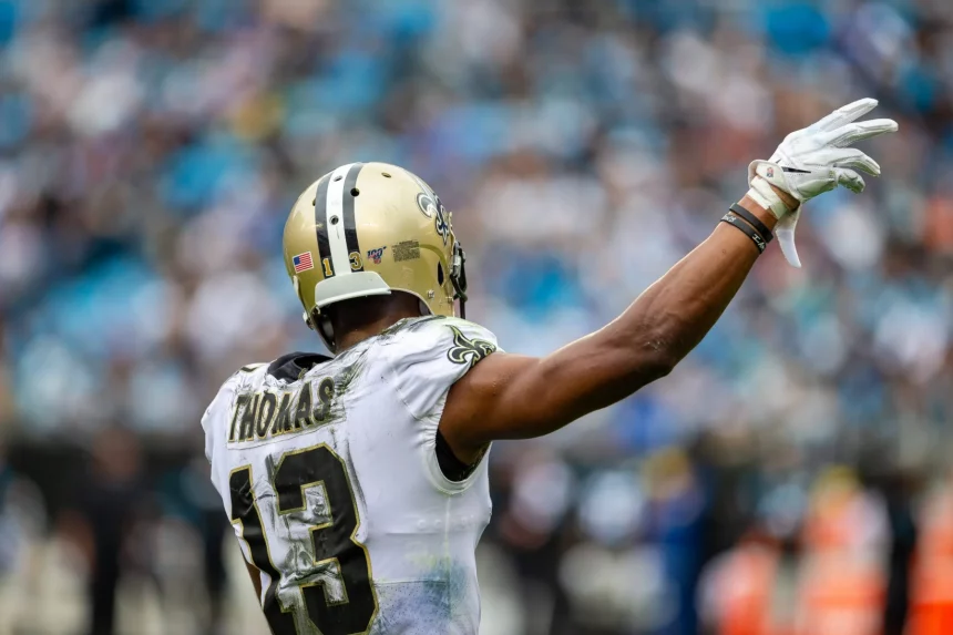 December 29, 2019: New Orleans Saints wide receiver Michael Thomas (13) signally first down after a review leads to a p