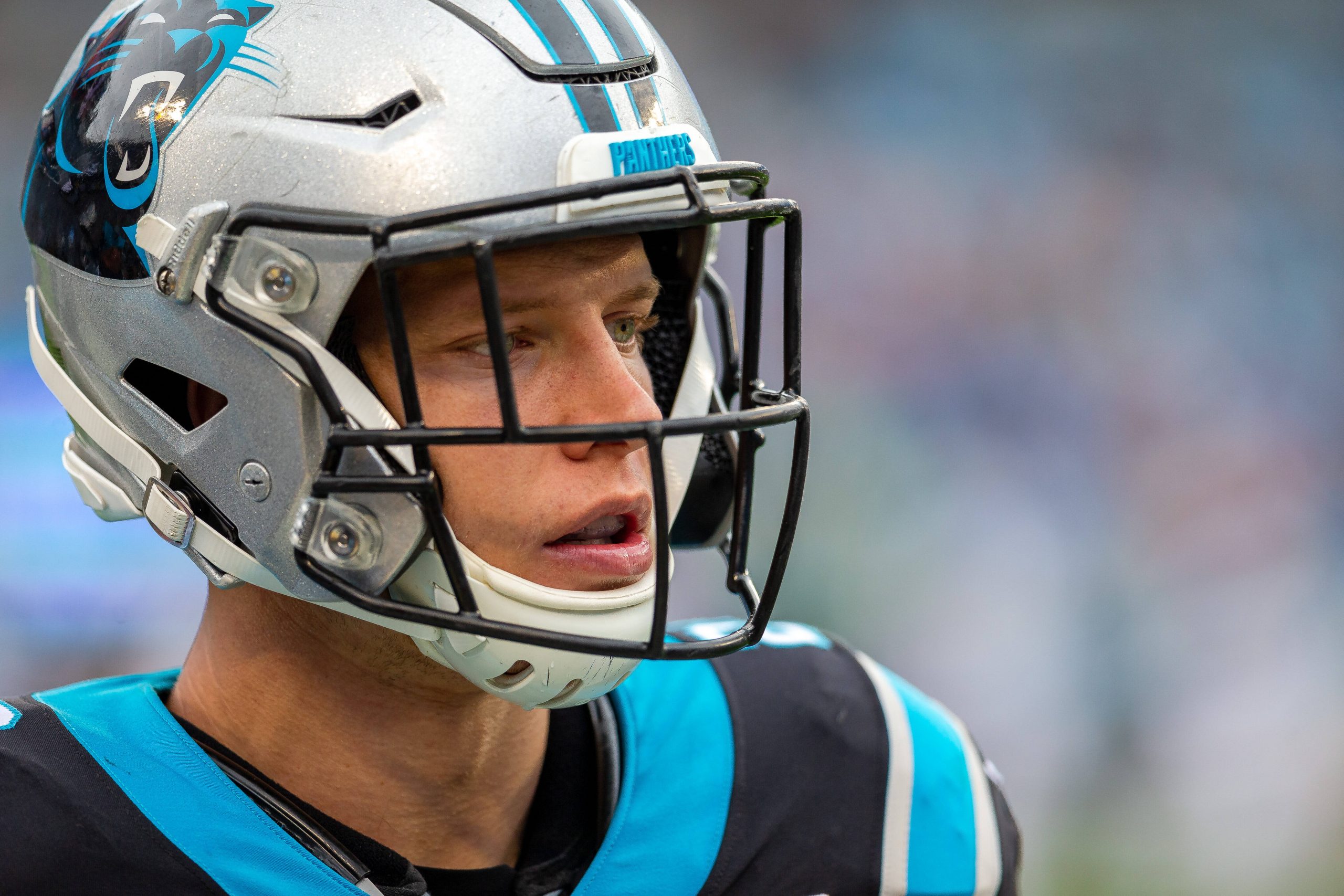 December 29, 2019: Carolina Panthers running back Christian McCaffrey (22) gets ready for the next drive against the New