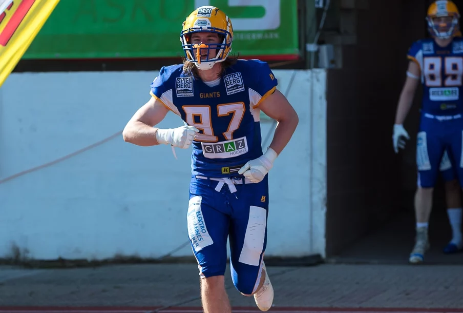 Projekt Spielberg Graz Giants, dass Markus Schaberl, ein 23-jähriger Wide Receiver
