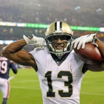 CHICAGO, IL - OCTOBER 20: New Orleans Saints wide receiver Michael Thomas (13) reacts to scoring a touchdown against Ch