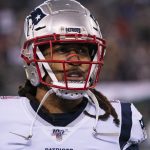 EAST RUTHERFORD, NJ - OCTOBER 21: New England Patriots Cornerback Stephon Gilmore (24) prior to the National Football Le