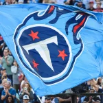 NASHVILLE, TN - OCTOBER 20: Tennessee Titans flag flying during a game between the Los Angeles Chargers and Tennessee Ti