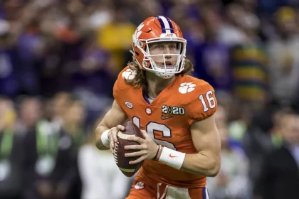 January 13, 2020: Clemson quarterback Trevor Lawrence (16) passes the ball during College Football Playoff National Cham