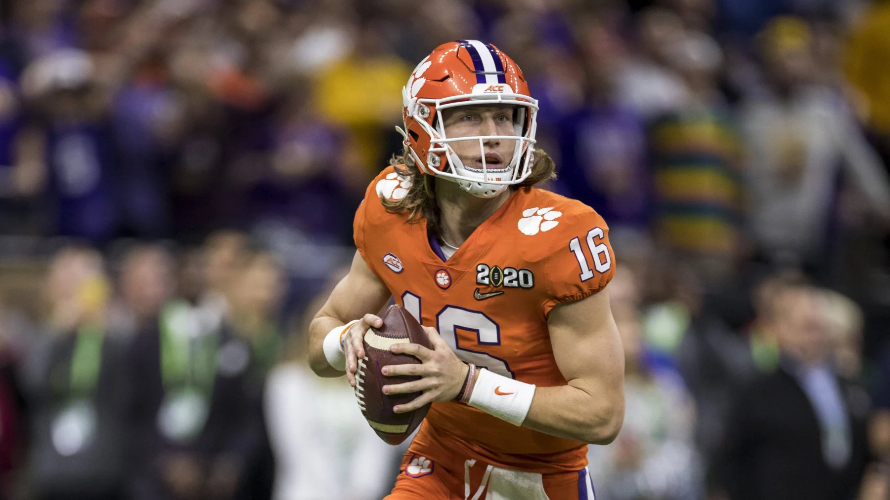 January 13, 2020: Clemson quarterback Trevor Lawrence (16) passes the ball during College Football Playoff National Cham