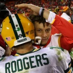 KANSAS CITY, MO - OCTOBER 27: Green Bay Packers quarterback Aaron Rodgers (12) and Kansas City Chiefs quarterback Patric