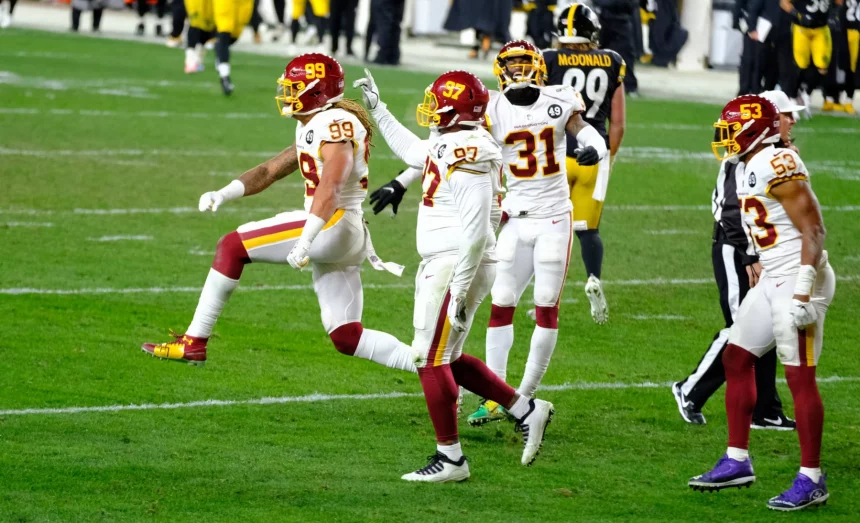 December 7th, 2020: Chase Young 99 during the Pittsburgh Steelers vs The Washington Football Team game at Heinz Field in
