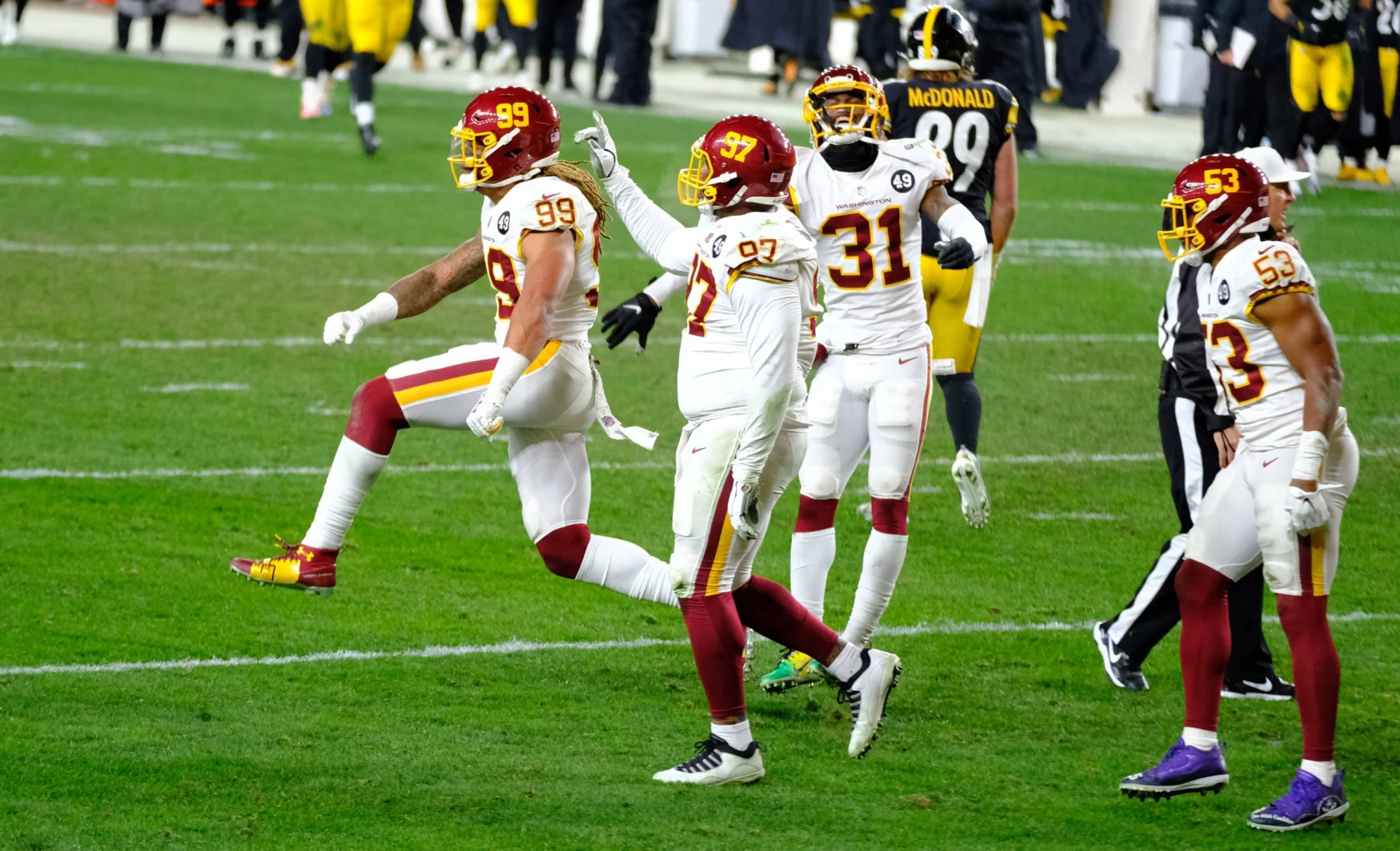 December 7th, 2020: Chase Young 99 during the Pittsburgh Steelers vs The Washington Football Team game at Heinz Field in