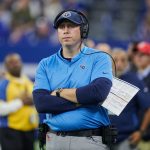 INDIANAPOLIS IN NOVEMBER 18 Tennessee Titans tight ends coach Arthur Smith looks on in game acti