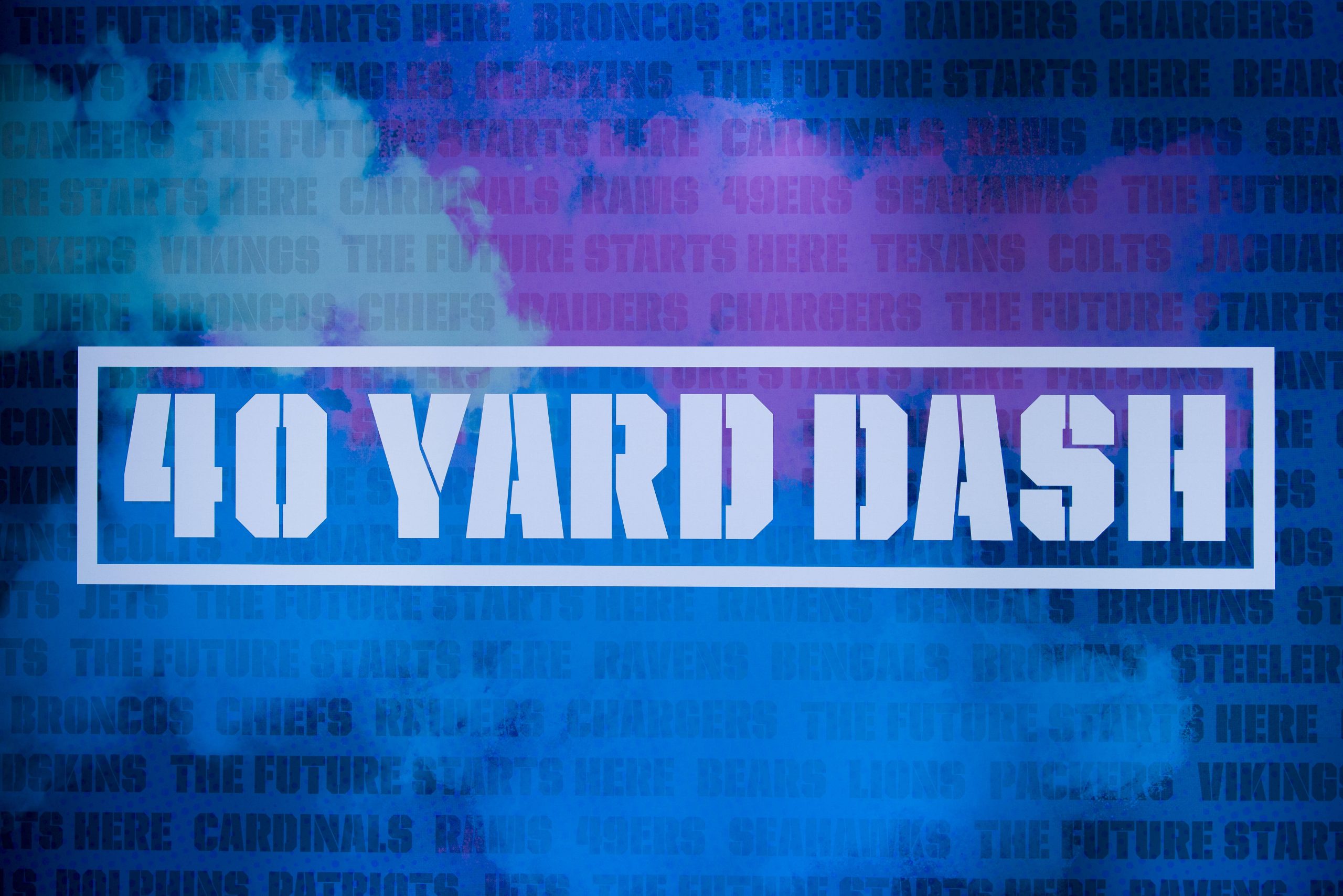 NFL Scouting Combine 2021 - A graphic displaying the 40 yard dash logo during the NFL, American Football Herren, USA