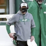 New York Jets head coach Adam Gase stands on the sidelines in the second half against the Las Vegas Raiders in week 13
