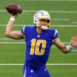 December 13, 2020, Inglewood, California, USA: Quarterback Justin Herbert 10 of the Los Angeles Chargers passes against