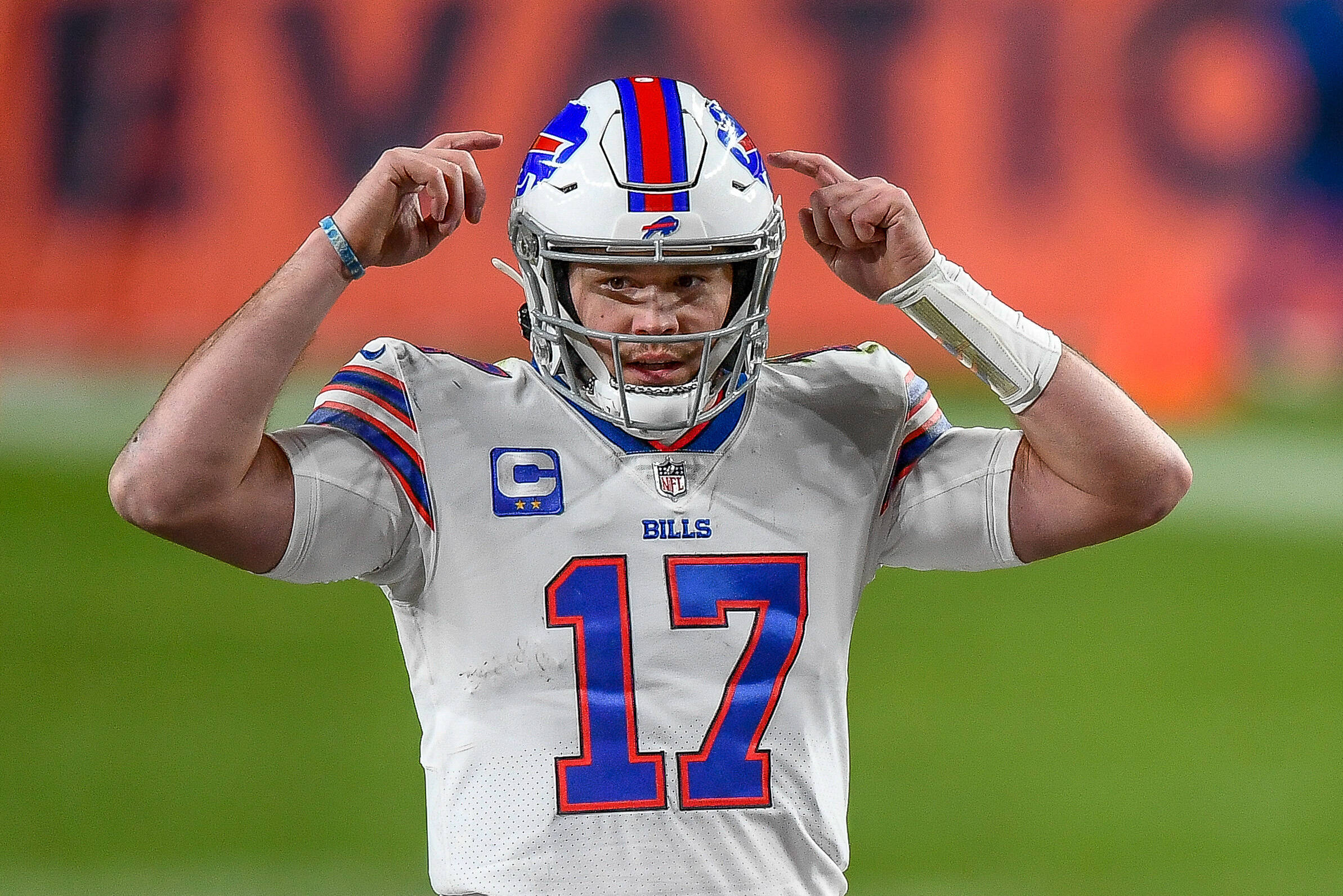 DENVER, CO - DECEMBER 19: Buffalo Bills quarterback Josh Allen (17) runs the offense against the Denver Broncos during a