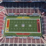 TAMPA, FL - JANUARY 31: Aerial view vf Raymond James Stadium, site of Super Bowl LV between The Tampa Bay Buccaneers an