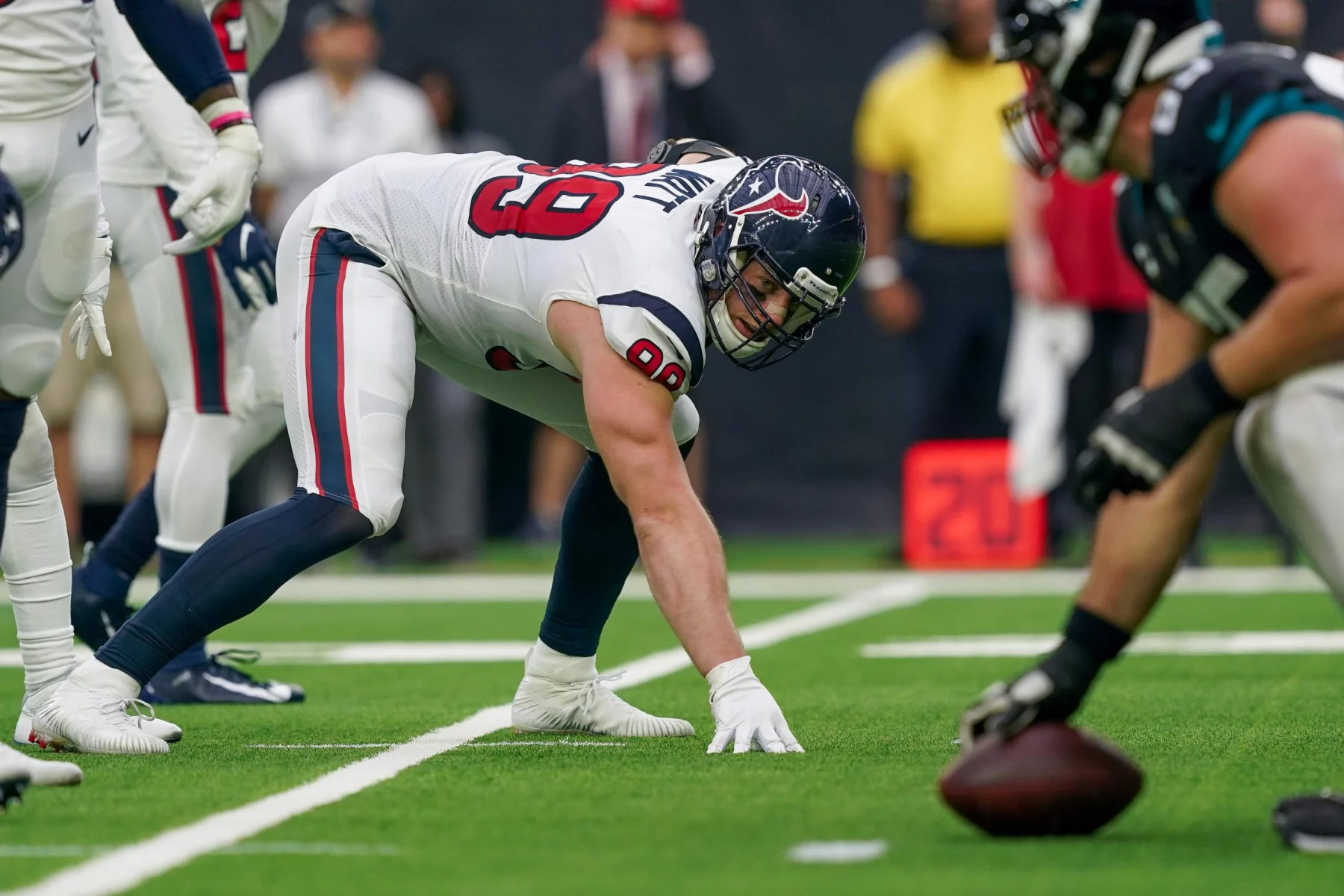 HOUSTON TX SEPTEMBER 15 Houston Texans defensive end JJ Watt 99 lines up during the football